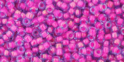 TOHO Round 11/0 Tube 2.5" : Luminous Lt Sapphire/Neon Pink-Lined