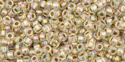 TOHO Round 11/0 Tube 5.5" : Gold-Lined Rainbow Crystal