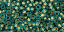 TOHO Round 11/0 Tube 2.5" : Gold-Lined Frosted Aqua