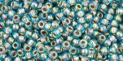 TOHO Round 11/0 Tube 5.5" : Gold-Lined Rainbow Aqua