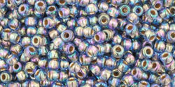 TOHO Round 11/0 Tube 5.5" : Gold-Lined Rainbow Lt Sapphire