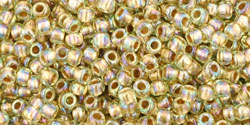 TOHO Round 11/0 Tube 2.5" : Gold-Lined Rainbow Lt Jonquil