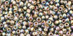 TOHO Round 11/0 Tube 2.5" : Gold-Lined Rainbow Black Diamond