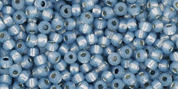 TOHO Round 11/0 Tube 5.5" : PermaFinish - Silver-Lined Milky Montana Blue