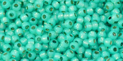 TOHO Round 11/0 Tube 2.5" : PermaFinish - Silver-Lined Milky Teal