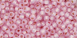 TOHO Round 11/0 Tube 2.5" : PermaFinish - Silver-Lined Milky Baby Pink