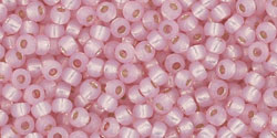 TOHO Round 11/0 Tube 2.5" : PermaFinish - Silver-Lined Milky Soft Pink