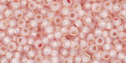 TOHO Round 11/0 Tube 2.5" : PermaFinish - Silver-Lined Milky Peachy Pink