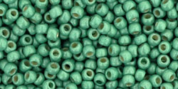 TOHO Round 11/0 Tube 2.5" : PermaFinish - Frosted Galvanized Mint Green