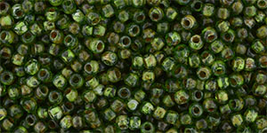 TOHO Round 11/0 Tube 2.5" : HYBRID Transparent Frosted Peridot - Picasso
