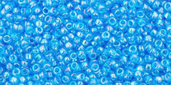 TOHO Round 15/0 Tube 2.5" : Transparent-Rainbow Dk Aqua