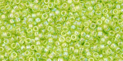 TOHO Round 15/0 : Transparent-Rainbow Lime Green