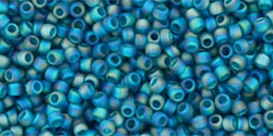 TOHO Round 15/0 Tube 2.5" : Transparent-Rainbow Frosted Teal