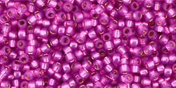TOHO Round 15/0 Tube 2.5" : Silver-Lined Milky Hot Pink