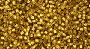 TOHO 8/0 Round Seed Bead Metallic Frosted 24K Gold-Plated, 2.5-Inch Tube