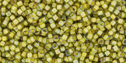 TOHO Round 15/0 Tube 2.5" : Inside-Color Luster Black Diamond/Opaque Yellow-Lined