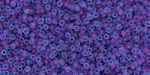 TOHO Round 15/0 : Inside-Color Frosted Aqua/Purple-Lined