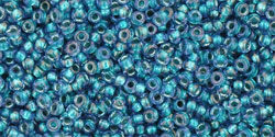 TOHO Round 15/0 Tube 2.5" : Inside-Color Rainbow Crystal/Green Teal-Lined