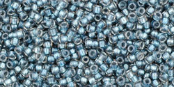 TOHO Round 15/0 Tube 2.5" : Inside-Color Crystal/Metallic Blue-Lined