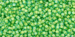 TOHO Round 15/0 Tube 5.5" : Inside-Color Aqua/Opaque Yellow-Lined