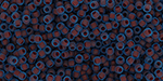 TOHO Round 15/0 :Frosted Oxblood-Lined Aqua