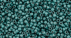 TOHO Round 15/0 : Higher-Metallic Frosted Teal Hematite