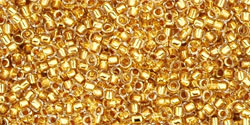 TOHO Round 15/0 Tube 2.5" : 24K Gold-Lined Crystal