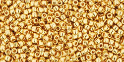 TOHO Round 15/0 Tube 2.5" : Metallic 24K Gold Plated