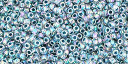 TOHO Round 15/0 Tube 2.5" : Inside-Color Rainbow Crystal/Montana Blue-Lined