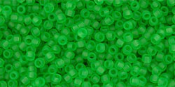 TOHO Round 15/0 Tube 2.5" : Transparent-Frosted Peridot