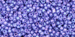 TOHO Round 15/0 Tube 2.5" : Inside-Color Lt Sapphire/Opaque Purple-Lined