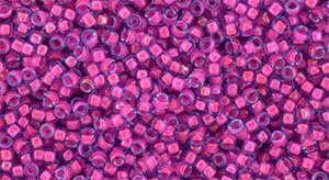 TOHO Round 15/0 Tube 2.5" : Luminous Lt Sapphire/Neon Pink-Lined