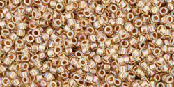 TOHO Round 15/0 Tube 2.5" : Gold-Lined Rainbow Crystal