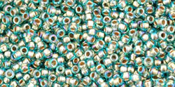 TOHO Round 15/0 Tube 2.5" : Gold-Lined Rainbow Aqua