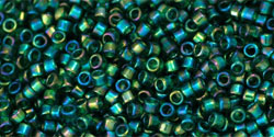 TOHO Treasure #1 Tube 2.5" : Transparent Green Emerald Rainbow