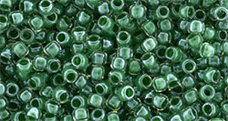 TOHO Takumi LH Round 11/0 Tube 2.5" : Inside-Color Crystal/Emerald-Lined