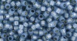 TOHO Takumi LH Round 11/0 Tube 2.5" : Silver-Lined Milky Montana Blue