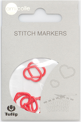 Tulip - Stitch Markers (7 pcs): Heart - Red Large