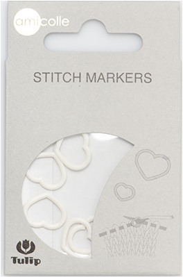 Tulip - Stitch Markers (7 pcs) : Heart - White Large