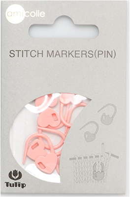Tulip - Stitch Markers (7 pcs) : Heart - Pink (Pin)