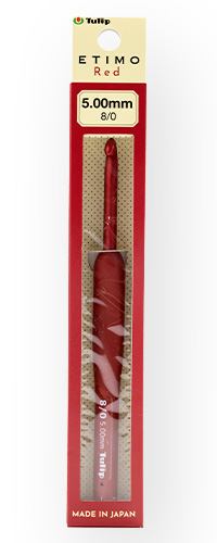 Tulip - ETIMO Red Crochet Hook with Cushion Grip 8/0  5.00mm