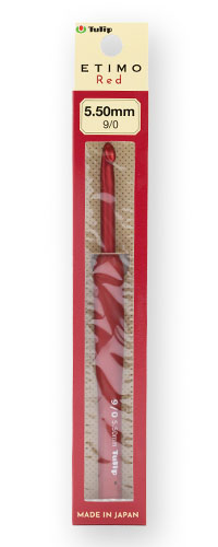 Tulip - ETIMO Red Crochet Hook with Cushion Grip 9/0  5.50mm