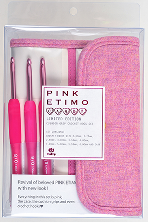 Tulip Ter-15 Etimo Rose Cushion Grip Crochet Hook Needles 3 Pcs Set (Pink) - Plaza Japan