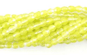 3mm Fire Polished - HurriCane - Chartreuse/Crystal