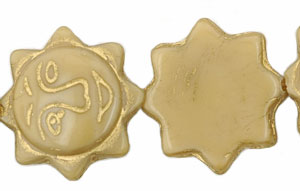 Sun Faces 20/6mm : Opaque Beige - Gold Inlay