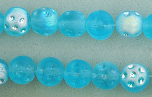 Dimpled Round 7mm : Matte - Aquamarine AB
