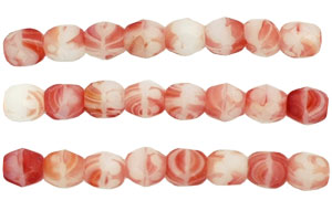 4mm Fire Polished - White/Red .5M