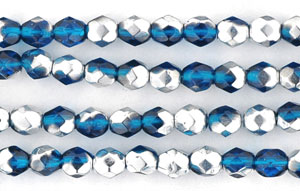 Fire Polished 4mm - Capri - Silver 1/2 coat .5M