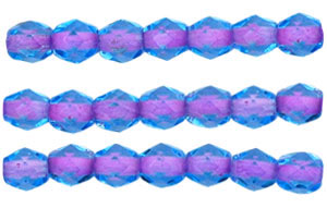 Fire Polished 4mm : Aqua/Purple-Lined