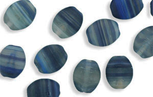 Loose Beveled Oval 10/9mm : Matte - Blue/Ice Lines